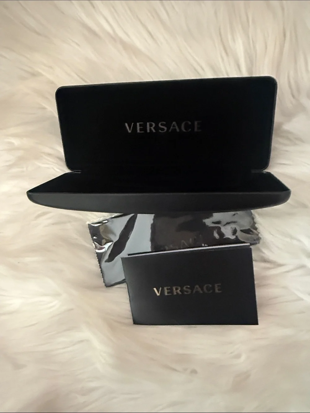 Versace Black and Gold Eyewear Case with Branded card/booklet
